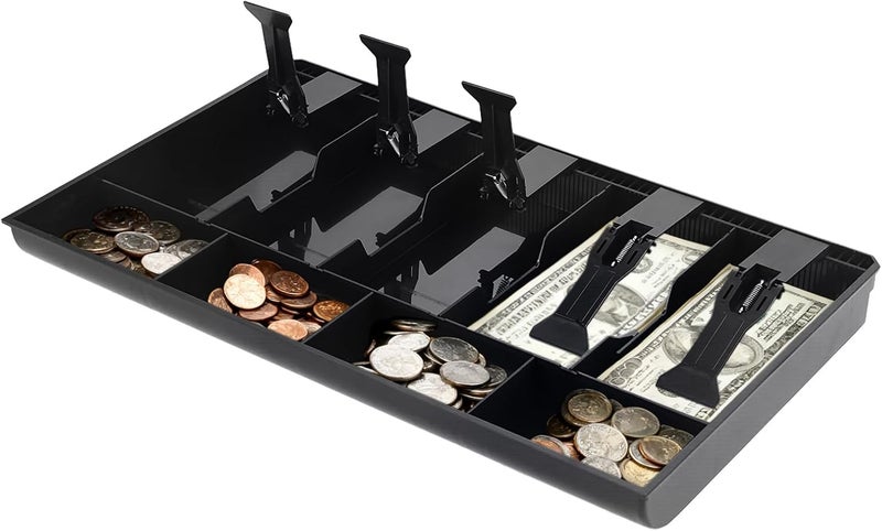 Frdhee Cash Register Drawer Insert Tray 5 Bill 4 Coin, Safe Case Box Money Tray Insert Storage Organizer Drawer for Supermarkets Shops Hotels Commercial Currency Register Black (5 Bill 4 Coin) - Image 1
